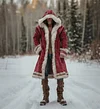 Men's Christmas Santa Outfit Fuzzy Velvet Hooded Coat by Inlyline