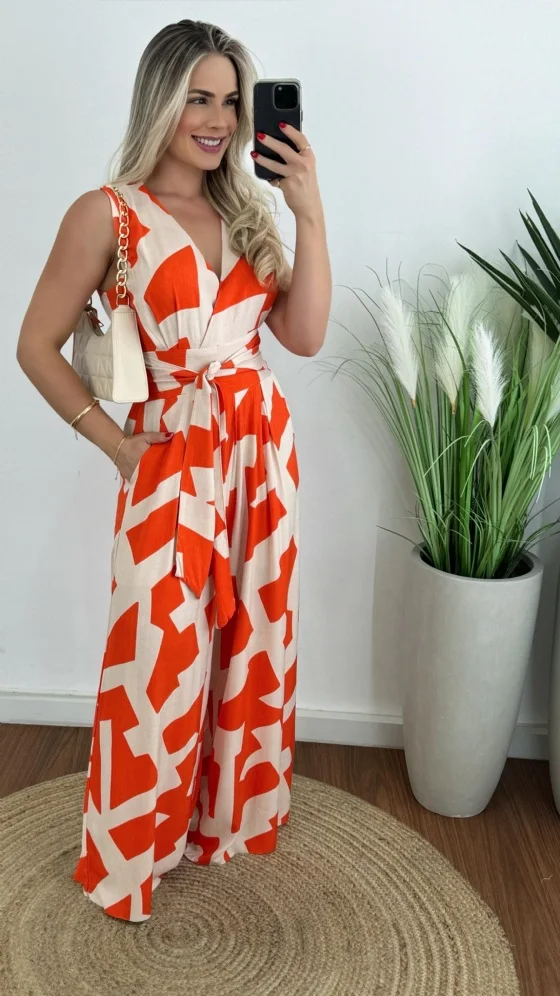 Brownm Brownm Years Fashion Simple Southeast Asian Style Women's Deep V Waist Band Jumpsuit-88209