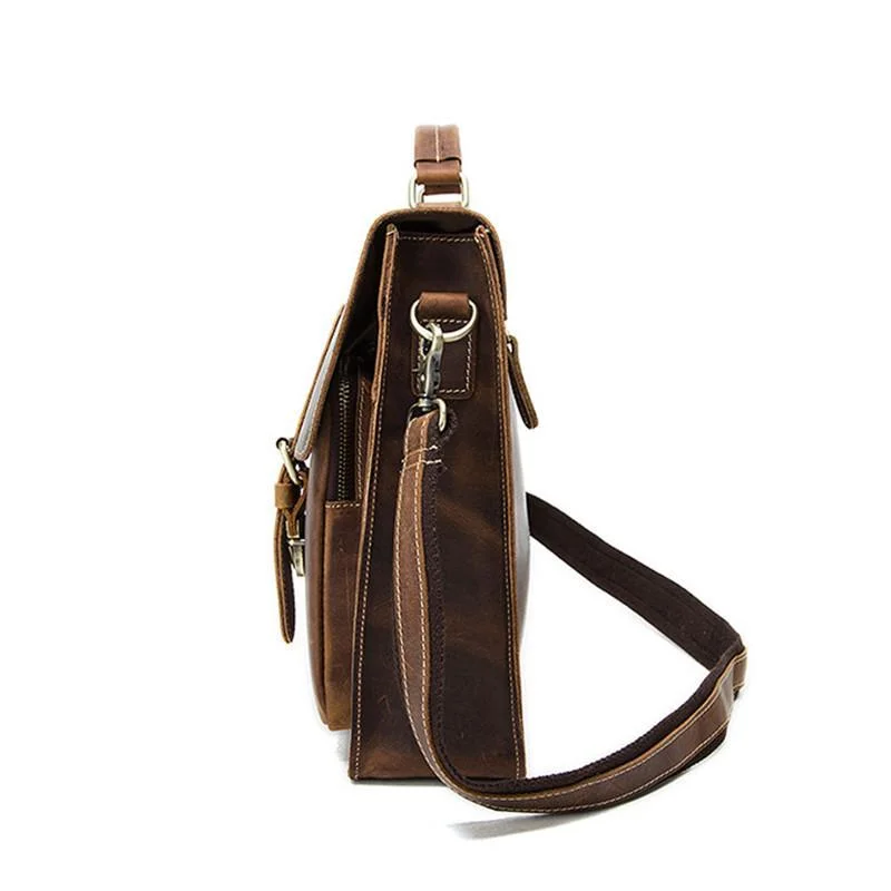 Mens Fashion Classic Leather Vintage Shoulder Bags Crossbody Packs