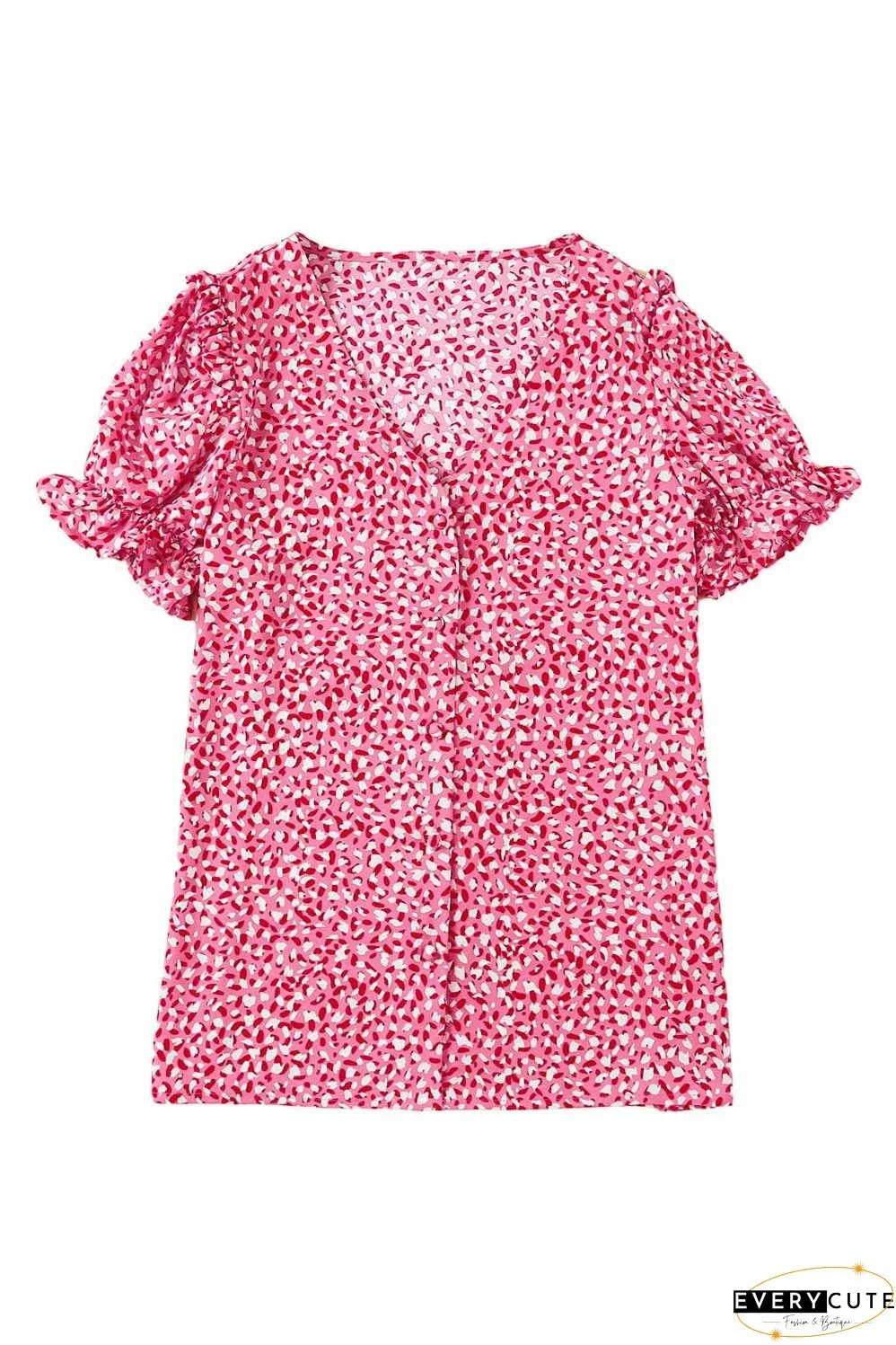 Layered Plaid Short Sleeve V-Neck Lotus Leaf Blouses