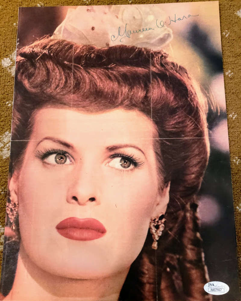 Maureen O`hara Jsa Coa Hand Signed 10x13 Vintage 40`s Photo Poster painting Autograph Authentic