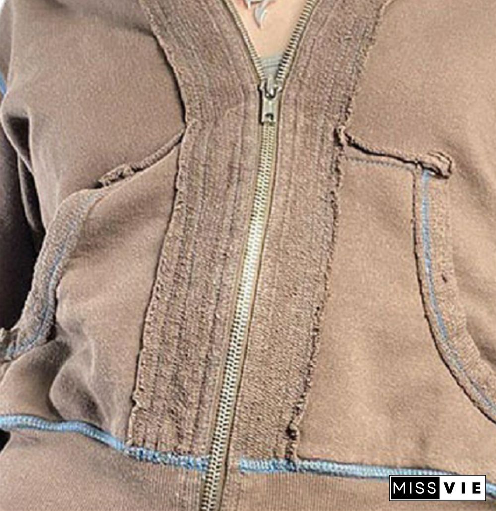 Vintage Sweatshirt Y2k Aesthetic Fairycore Grunge Zip Up Long Sleeve Tops With Pockets Hoodie Women Streetwear