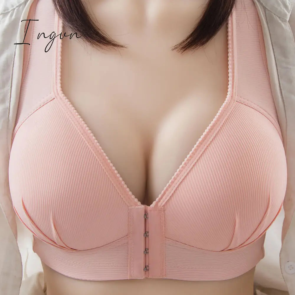 Ingvn - Plus Size Sexy Push Up Bra Front Closure Solid Color Brassiere Wireless Bralette Breast