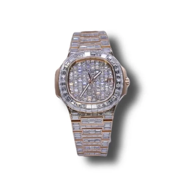 Patek philippe nautilus online rose gold iced out