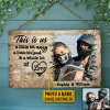 Custom Photo Motorcycling Skull Couple Husband Wife A Little Bit Of Crazy Photo Gift Custom Wood Rectangle Sign