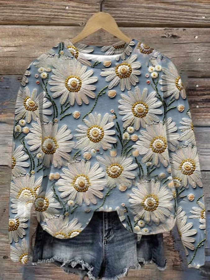Women's Vintage Floral Print Pullover