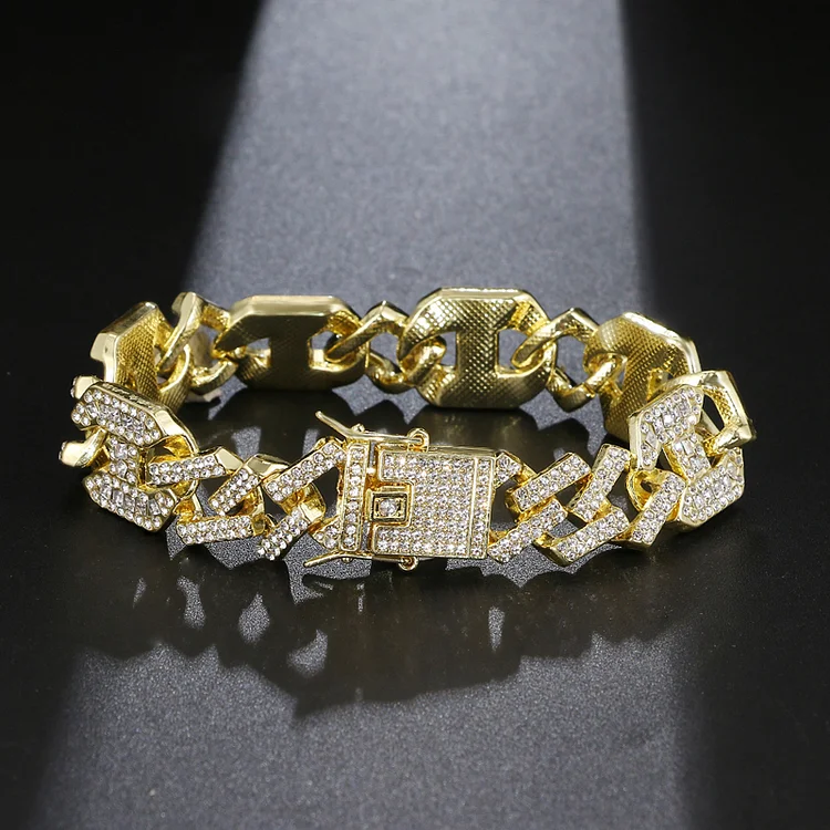 13MM Iced Out Gold Silver Cuban Chain Link Bracelet