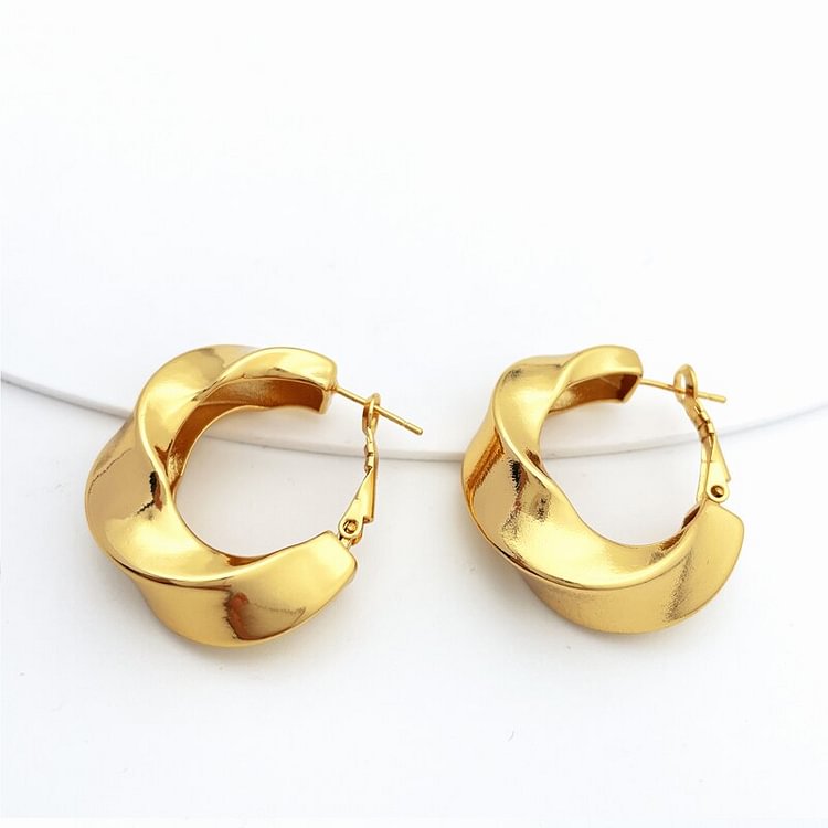Gold Plated Women Earrings Fashion Jewelry Dubai Copper Big Earrings Wedding Party Gifts