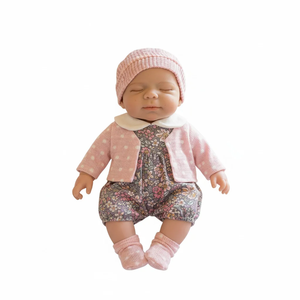 12-Inch Pascale Solid Silicone Reborn Baby Lifelike Doll with White Polka-Dot