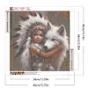 (40*40cm)Indian Girl Wolf - Full Round Drill Diamond Painting
