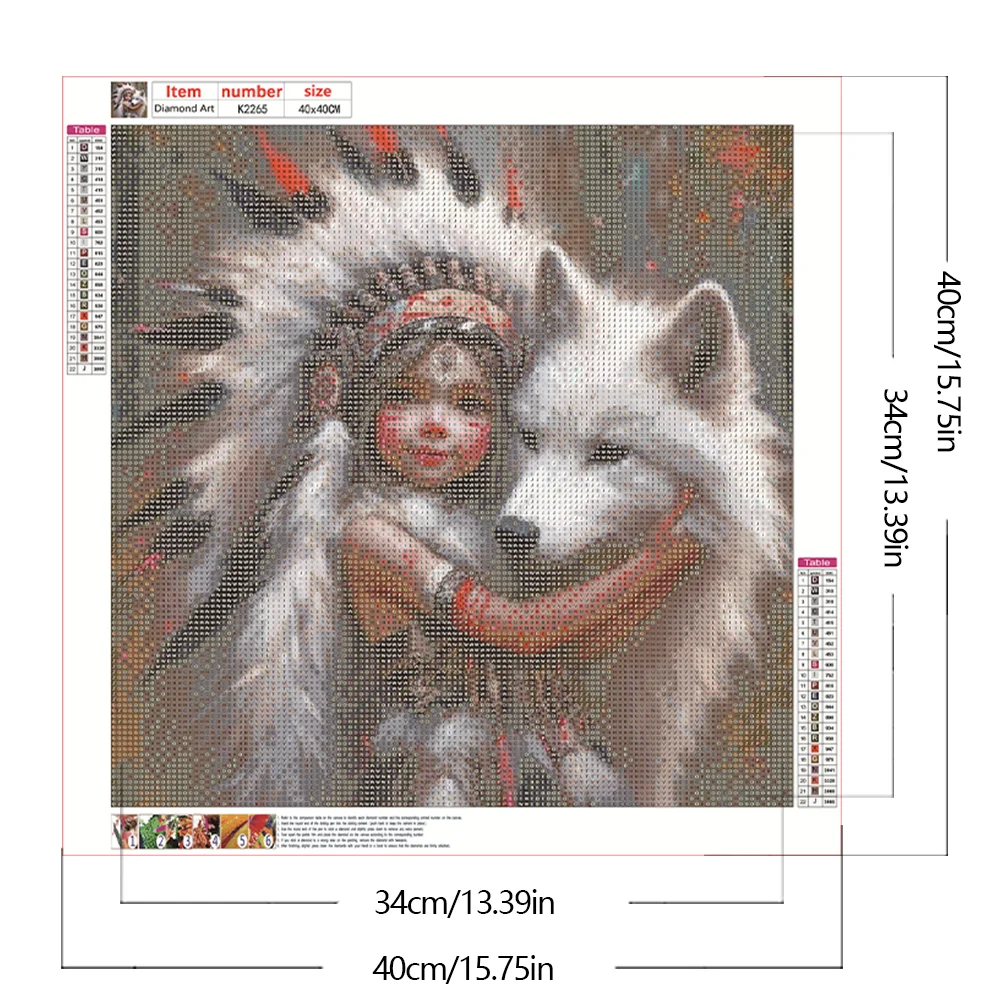 Diamond Painting - Full Round Drill - Indians Wolf(Canvas|40*40cm)