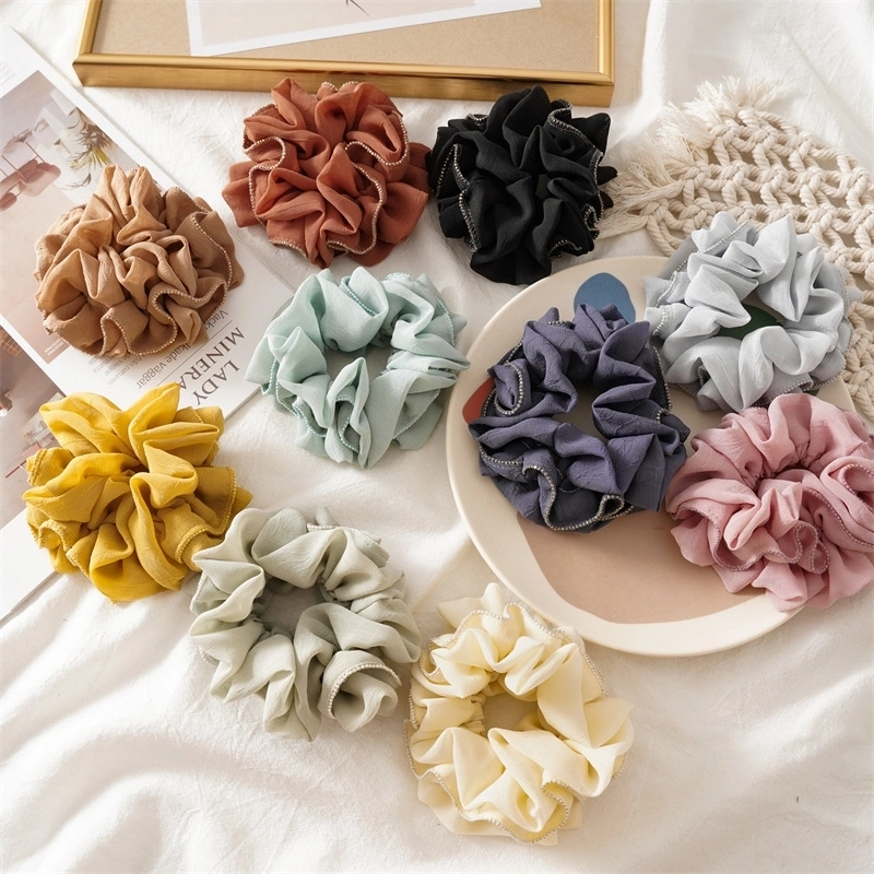 Minimalist Solid Color Ruffles Cloth Pleated Hair Tie 1 Piece