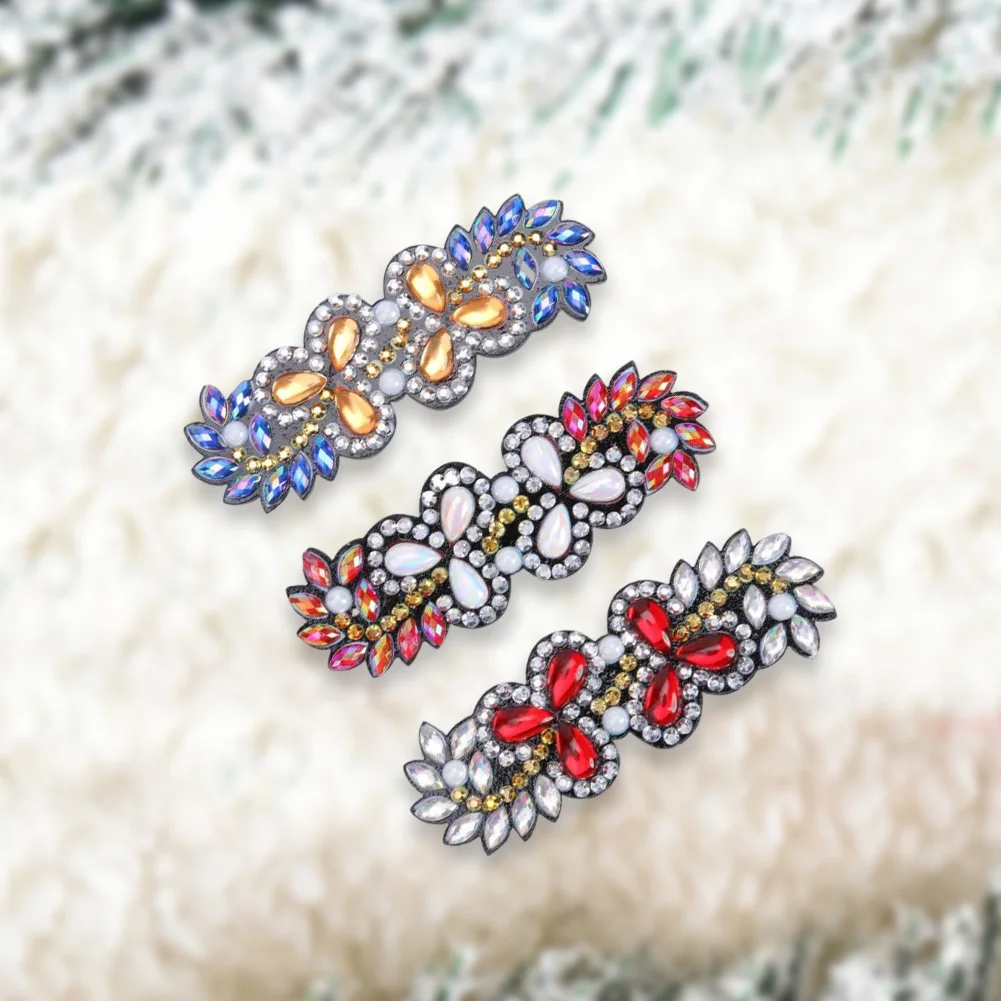 DIY 3Pcs Leaf Flower Diamond Painting Hairpin Diamond Hair Clips Gift for Girls