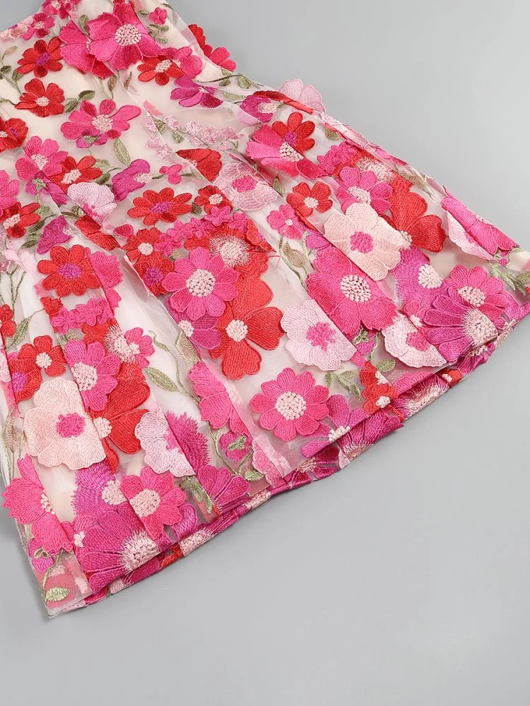 FASHIONSLEE BOYKO HOT PINK FLORAL A LINE MINI DRESS