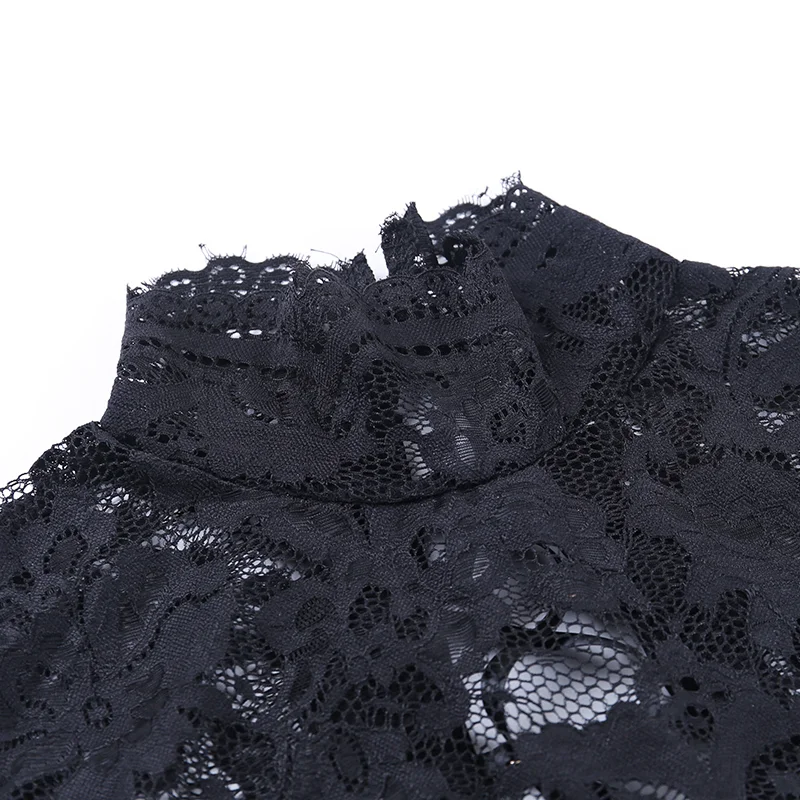 Uaang Women Exotic Sexy Underwear Turtleneck Transparent Lace Bodysuit Bow Sleeveless Cross Bandage Elegnat Erotic Lingerie Sex Dress