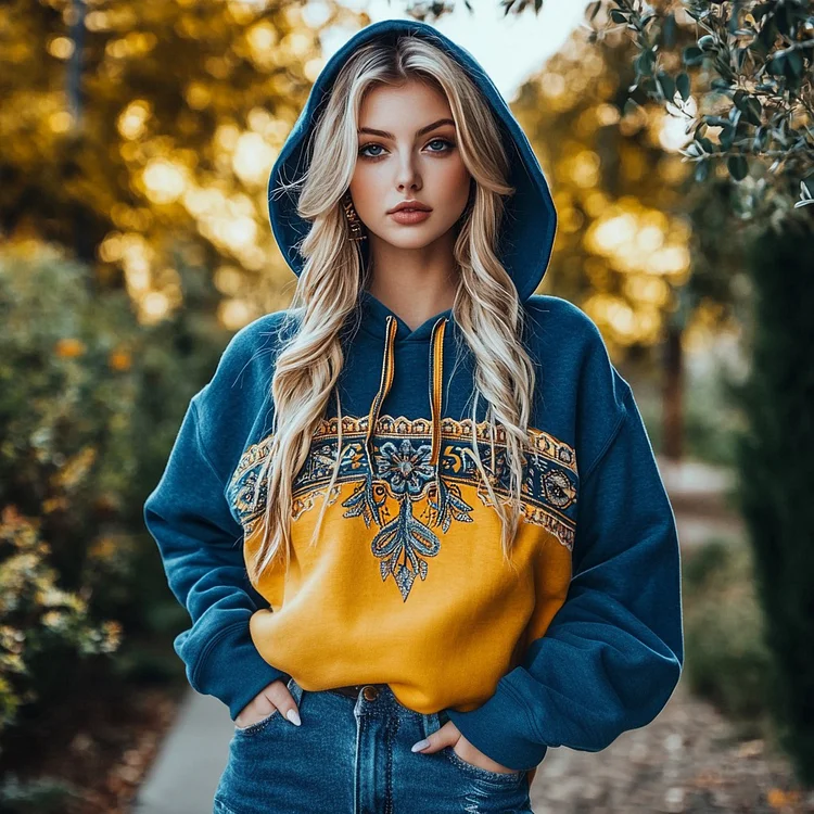 Women's Ukraine Floral Ethnic Embroidered Art Hoodie