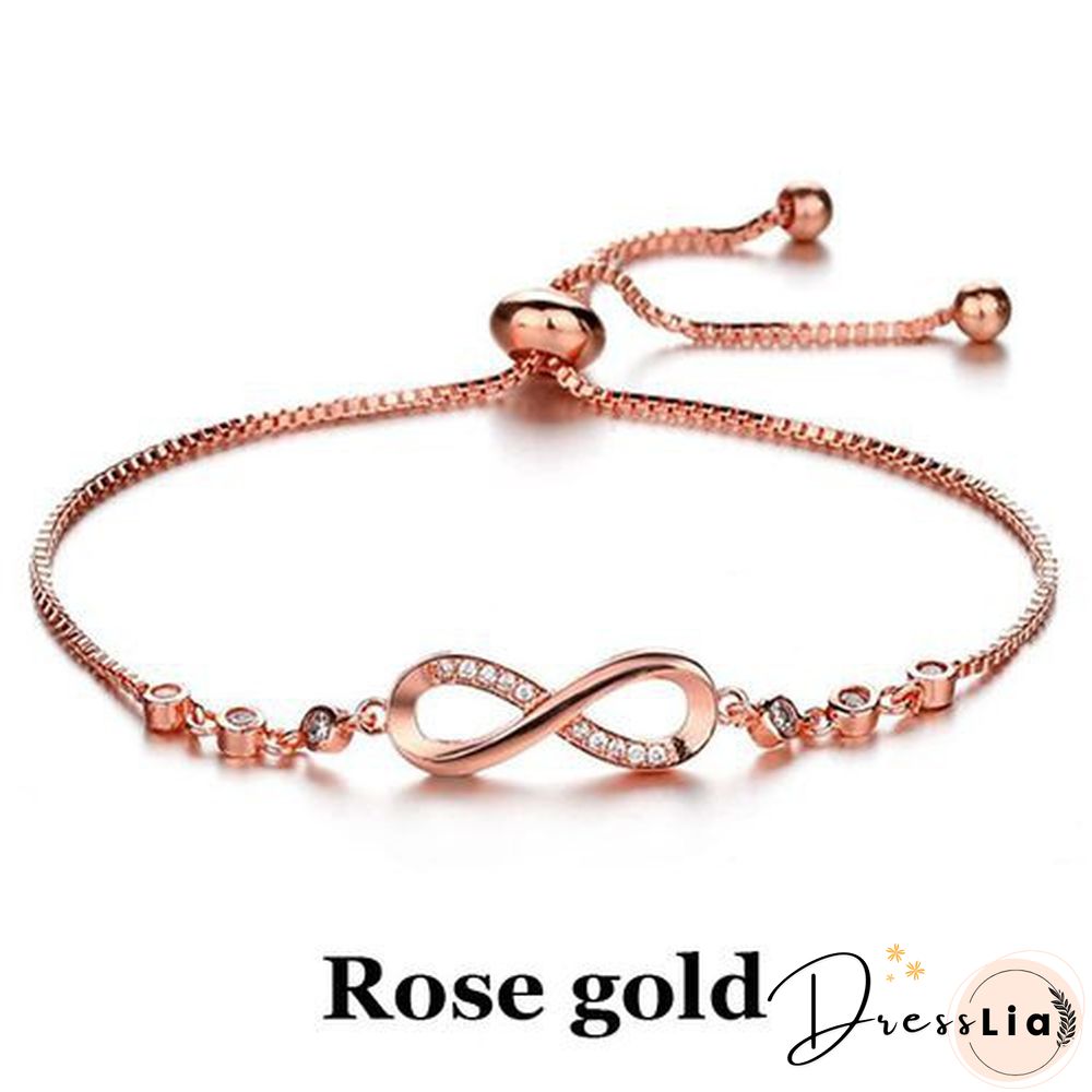 1Pc New Arrival 925 Sterling Silver Charm Bracelet Jewelry Infinity Eight Crystal Diamond Link Chain Bracelet Ankle Bracelets for Women