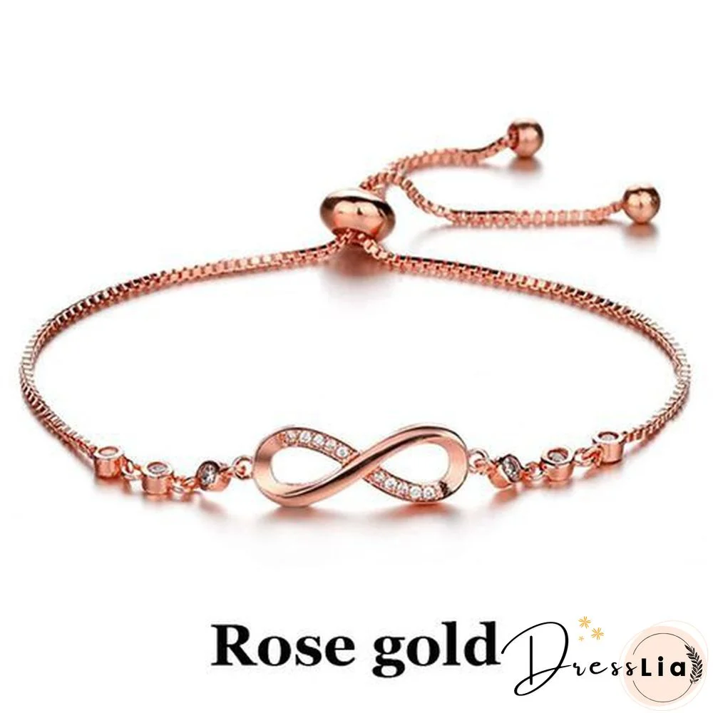 1Pc New Arrival 925 Sterling Silver Charm Bracelet Jewelry Infinity Eight Crystal Diamond Link Chain Bracelet Ankle Bracelets for Women