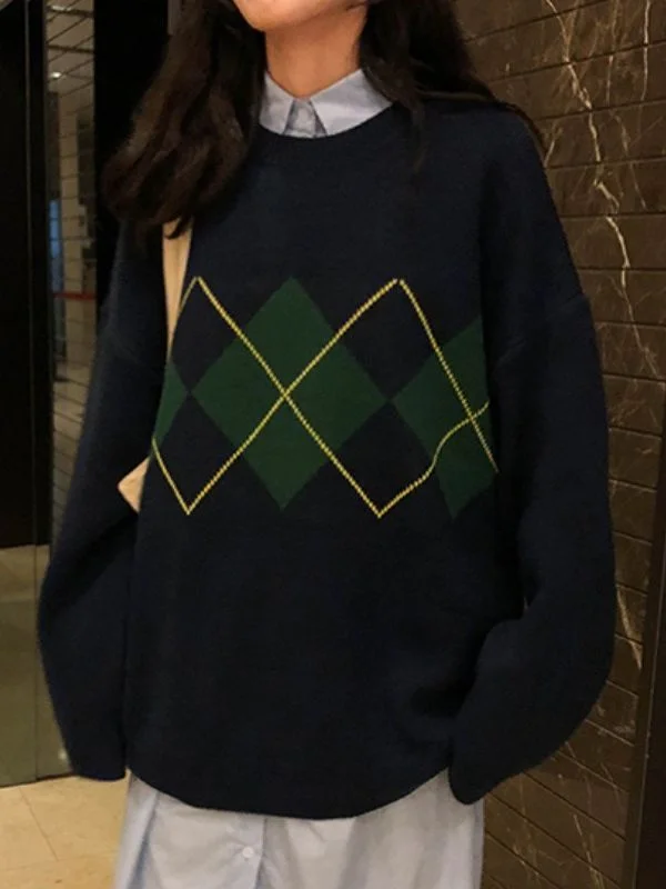 Linger Contrast Knit Pullover Sweater / DarkAcademias /Darkacademias