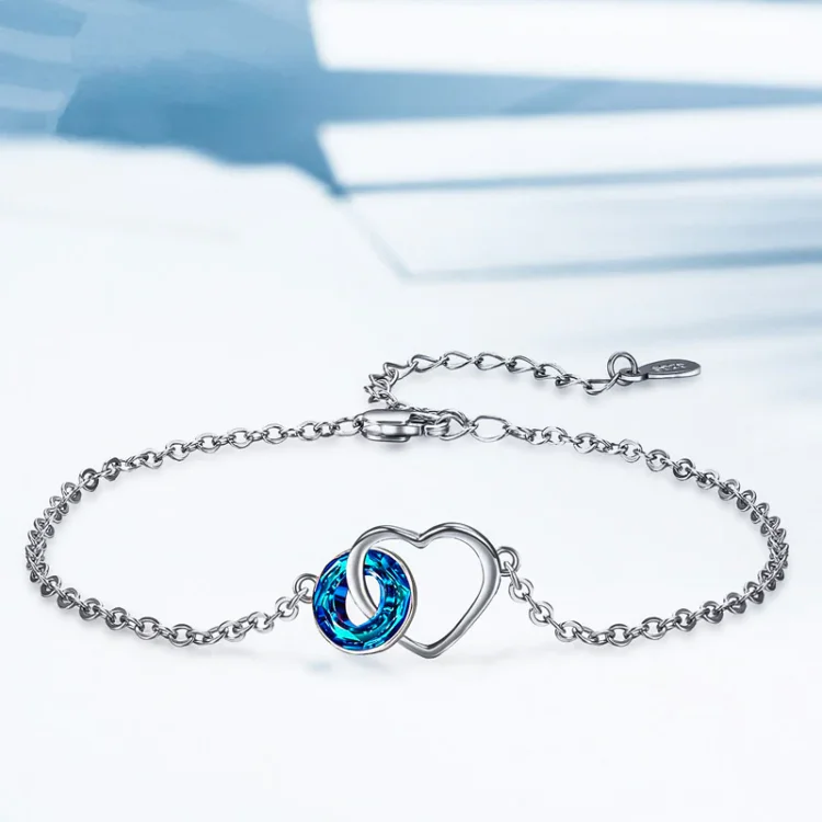 For Friend - S925 We are Like a really Small Gang Blue Crystal Love Bracelet