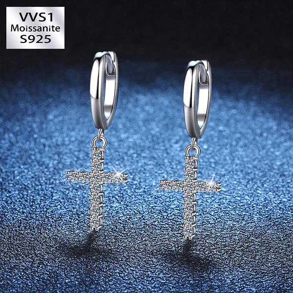 S925 Moissanite Cross Earrings