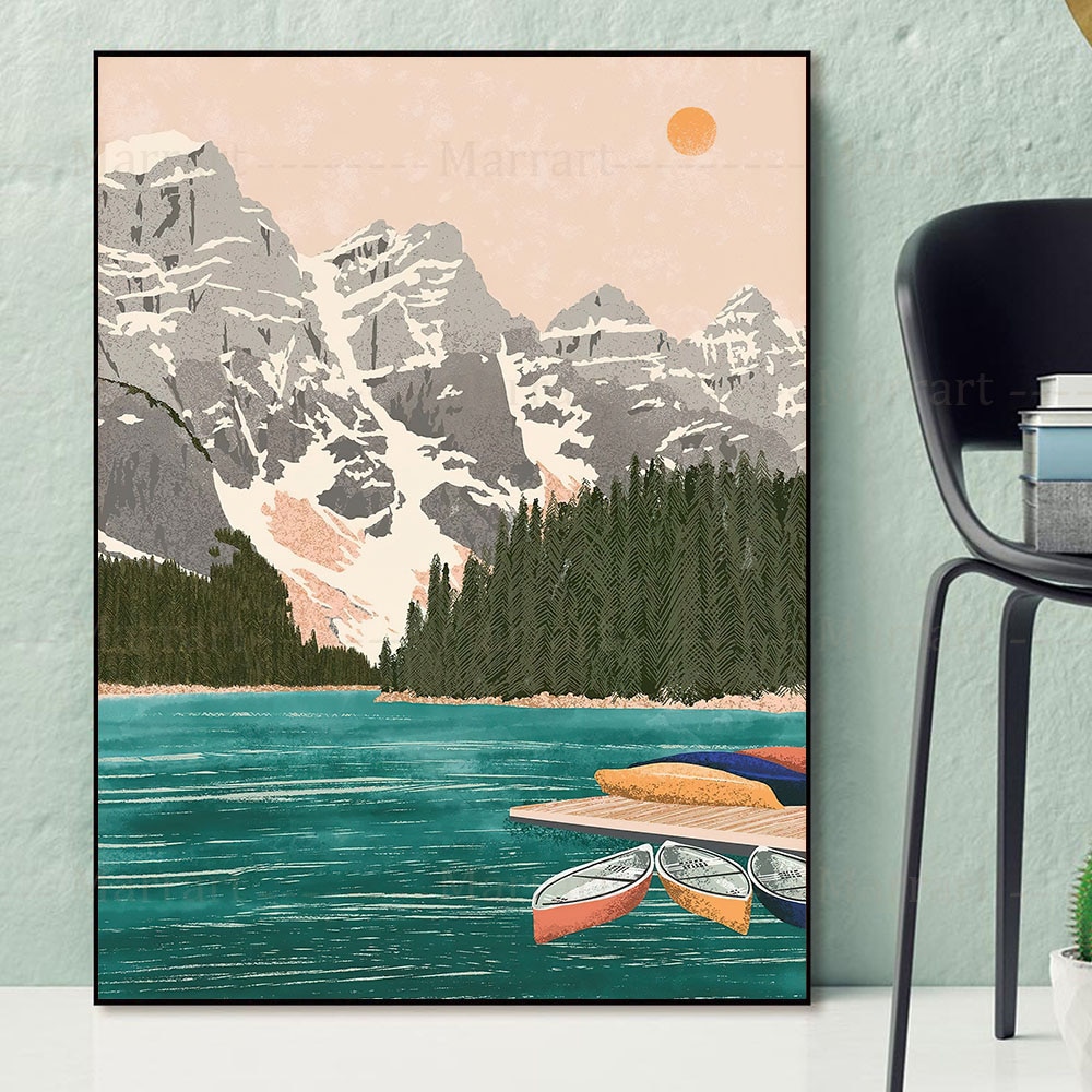 Yosemite And Banff National Park Landscape Tourism Wall Print Bristol Clifton Bridge And Patagonia Mountain Travel Poster Print