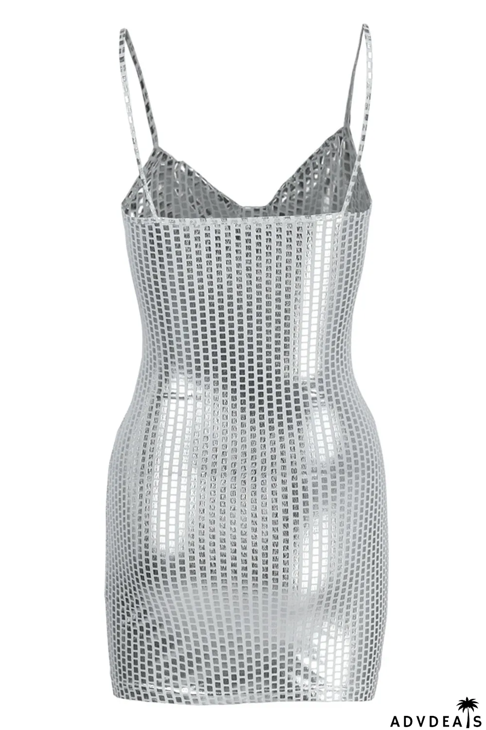 Khaki Sexy Backless Spaghetti Strap Sleeveless Club Dress For Vegas