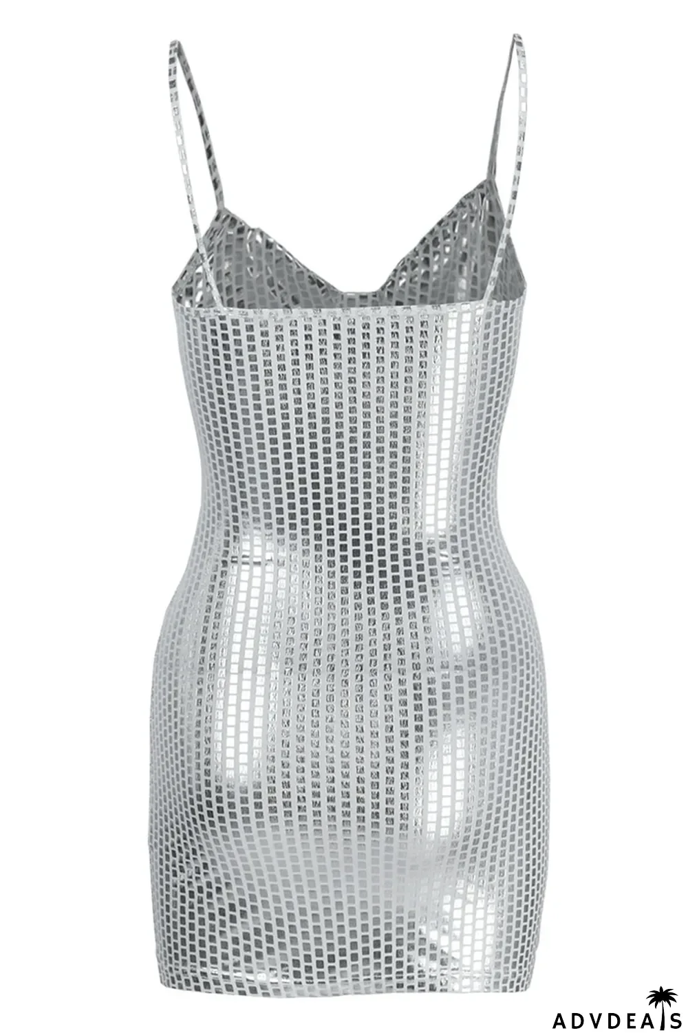 Khaki Sexy Backless Spaghetti Strap Sleeveless Club Dress For Vegas