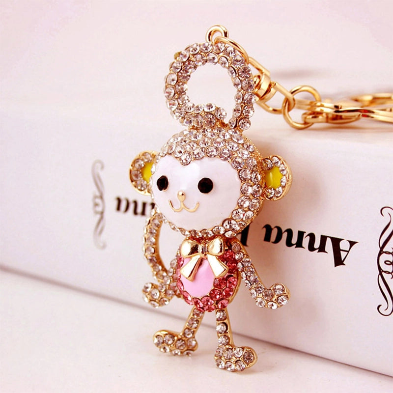 Cute Monkey Zinc Alloy Plating Inlay Rhinestones Women’s Bag Pendant Keychain