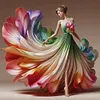 Colorful Dress Girl-11CT Stamped Cross Stitch 45*45cm/17.72*17.72in