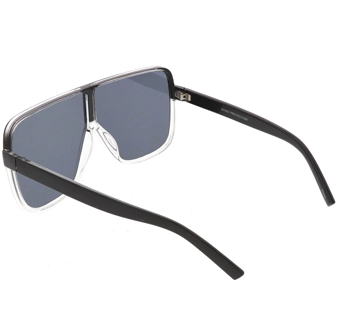 Oversize  Flat Top Square glasses With Neutral Color Flat Lens 69mm