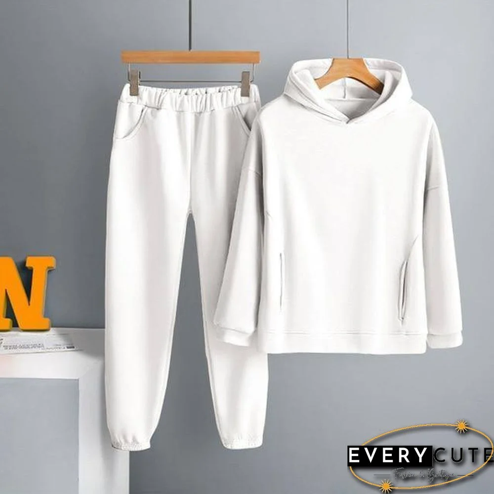 Two Piece Set Casual Fleece Tracksuit Women Winter Women's Sets Oversized Hooded Long Sleeve Hoodie Sport Pants Lady Suit