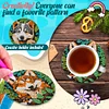6Pcs/set Diamond Painting Wooden Puppy Coaster Cup Cushion With Holder