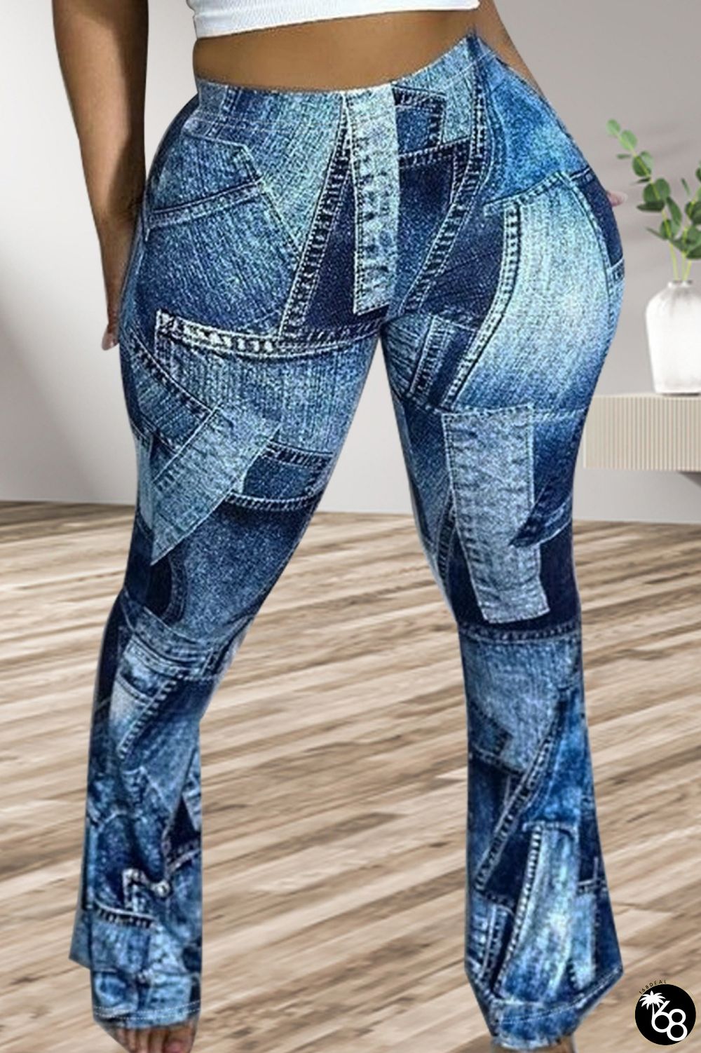 Casual Print Basic Regular High Waist Conventional Full Print Trousers | 168DEAL