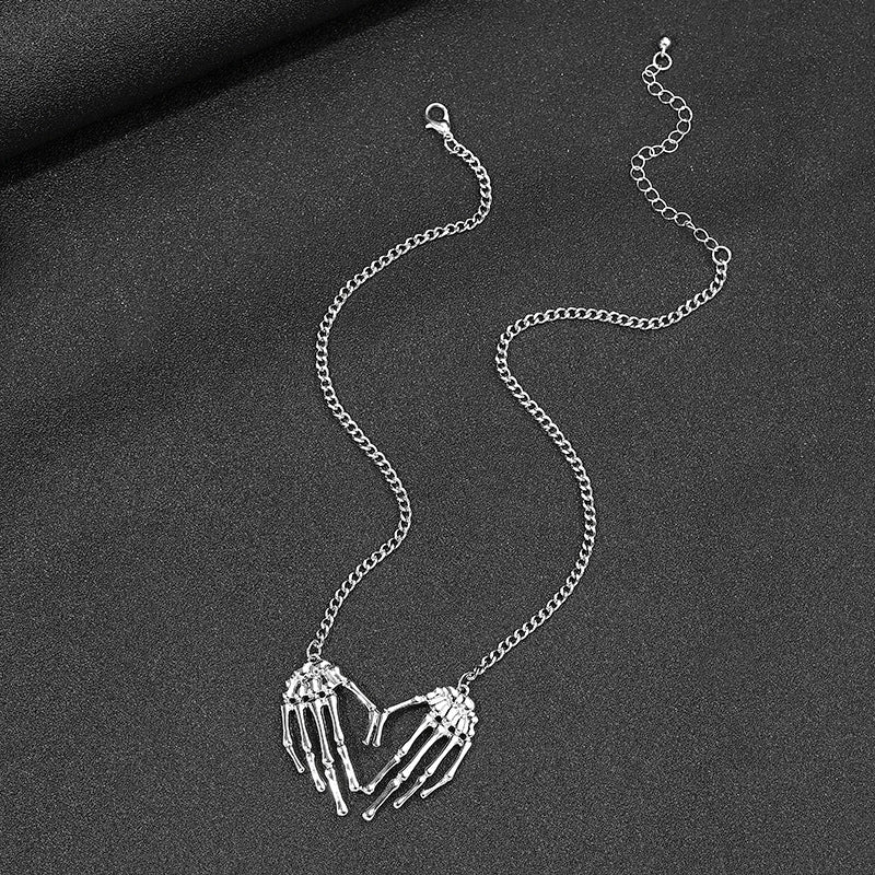 Hip-Hop Skull Hand Alloy Plating Halloween Men’S Pendant Necklace