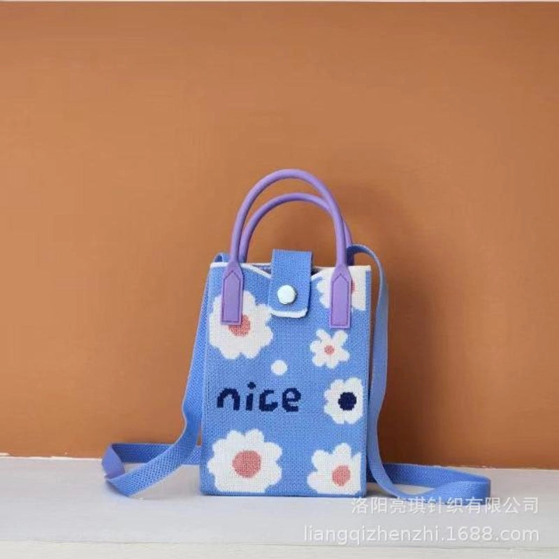 Women’s Polyester Cartoon Cute Square Hidden Buckle Shoulder Bag Handbag Crossbody Bag