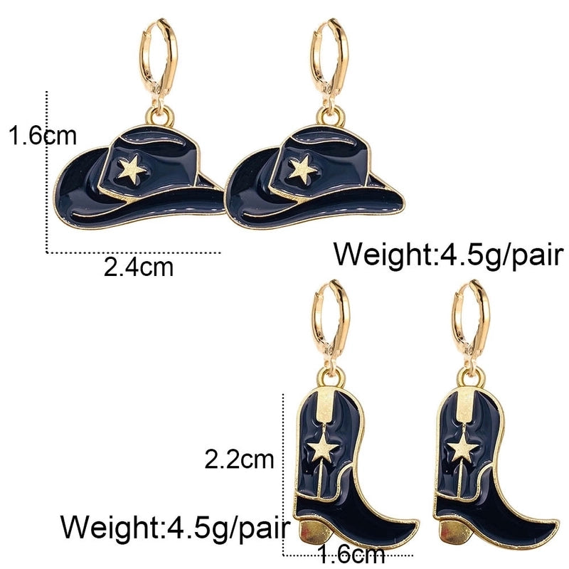 New Vintage Personalized Cowboy Boots Earrings Fashion Hat Alloy Oil Drop Pendant Earrings Europe And The United States  Jewelry