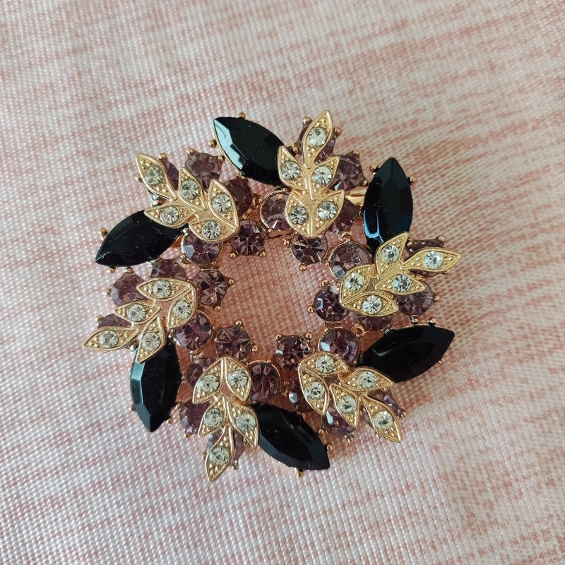 Spot Fashion High-end Gifts Korean Style Corsage Jewelry Shiny Rhinestone Crystal Bauhinia Flower Women Ring Brooch