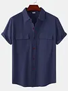 2022 Summer hot sale Men's Solid Color Double Pocket Comfortable Casual shirts