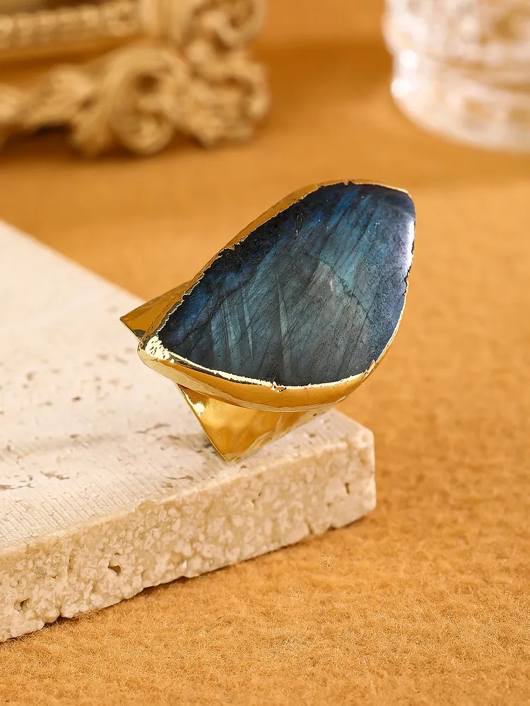 Vintage labradorite crystal Stone Open Ring