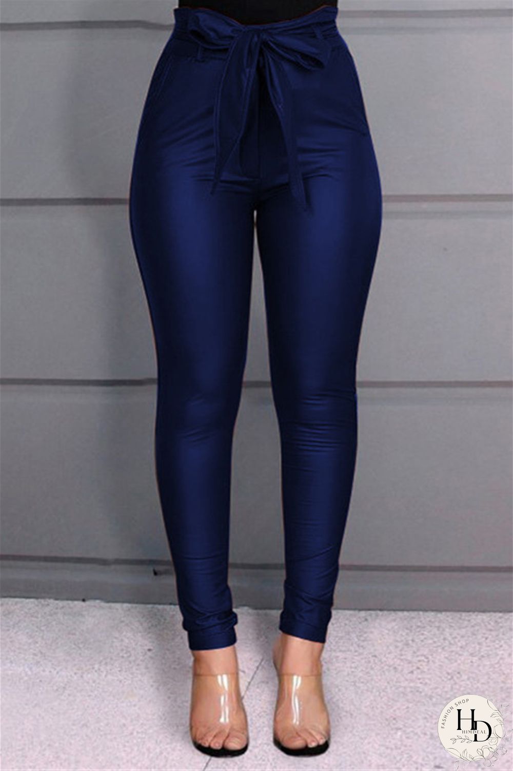 Black Fashion Casual Solid Basic Skinny High Waist Pencil Trousers
