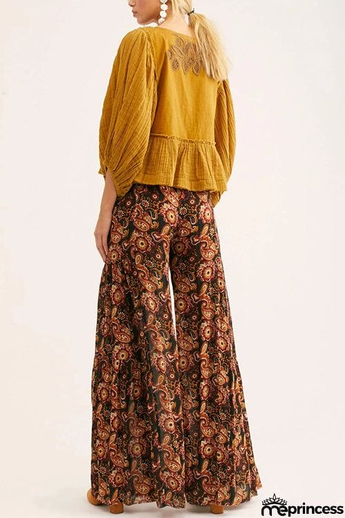Print Belted Palazzo Pant