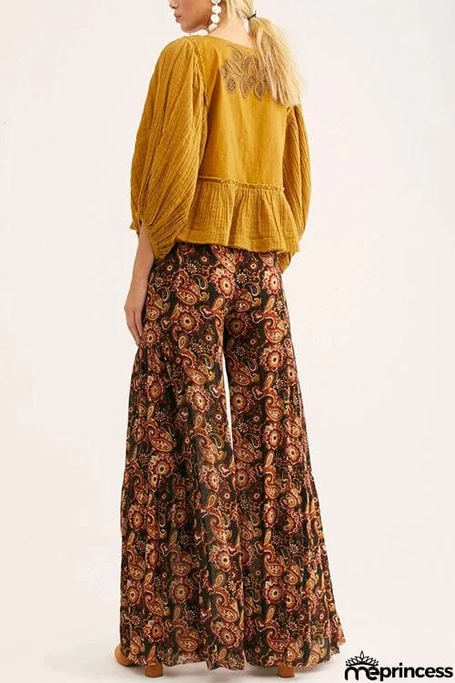 Print Belted Palazzo Pant