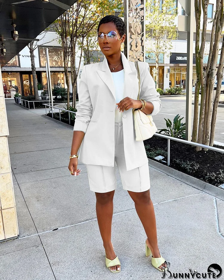 Women Career Blazer and Shorts Two-Piece Set