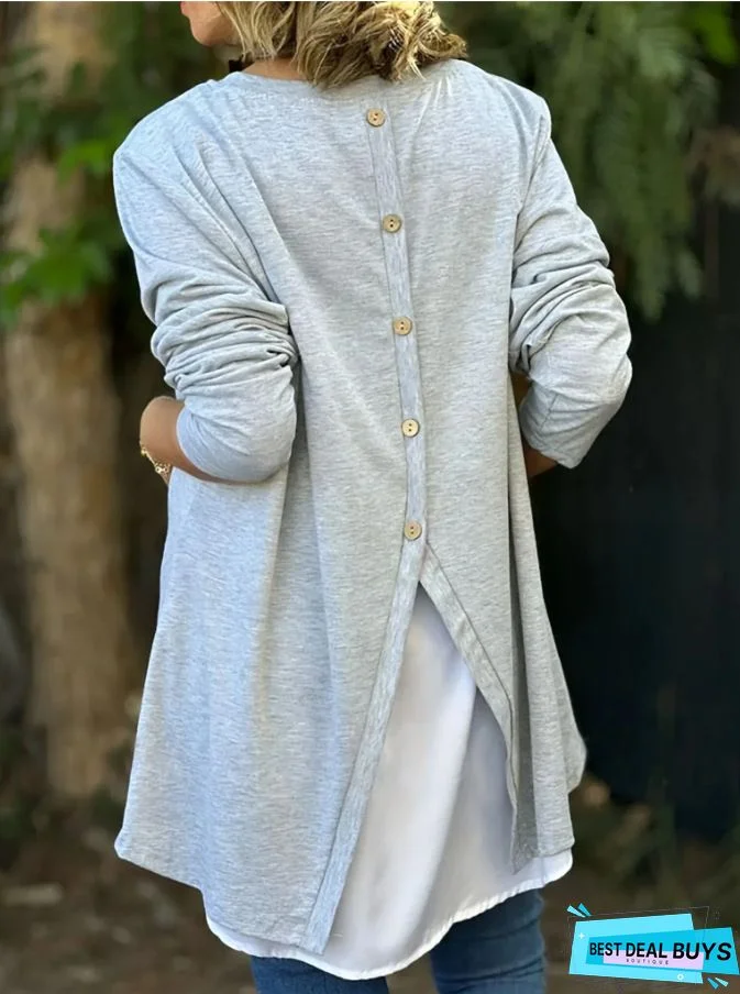 Casual Letter Crew Neck Long Sleeve Tunic Sweatshirt