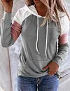 Color Block Lace Up Kangaroo Pocket Sweatshirt