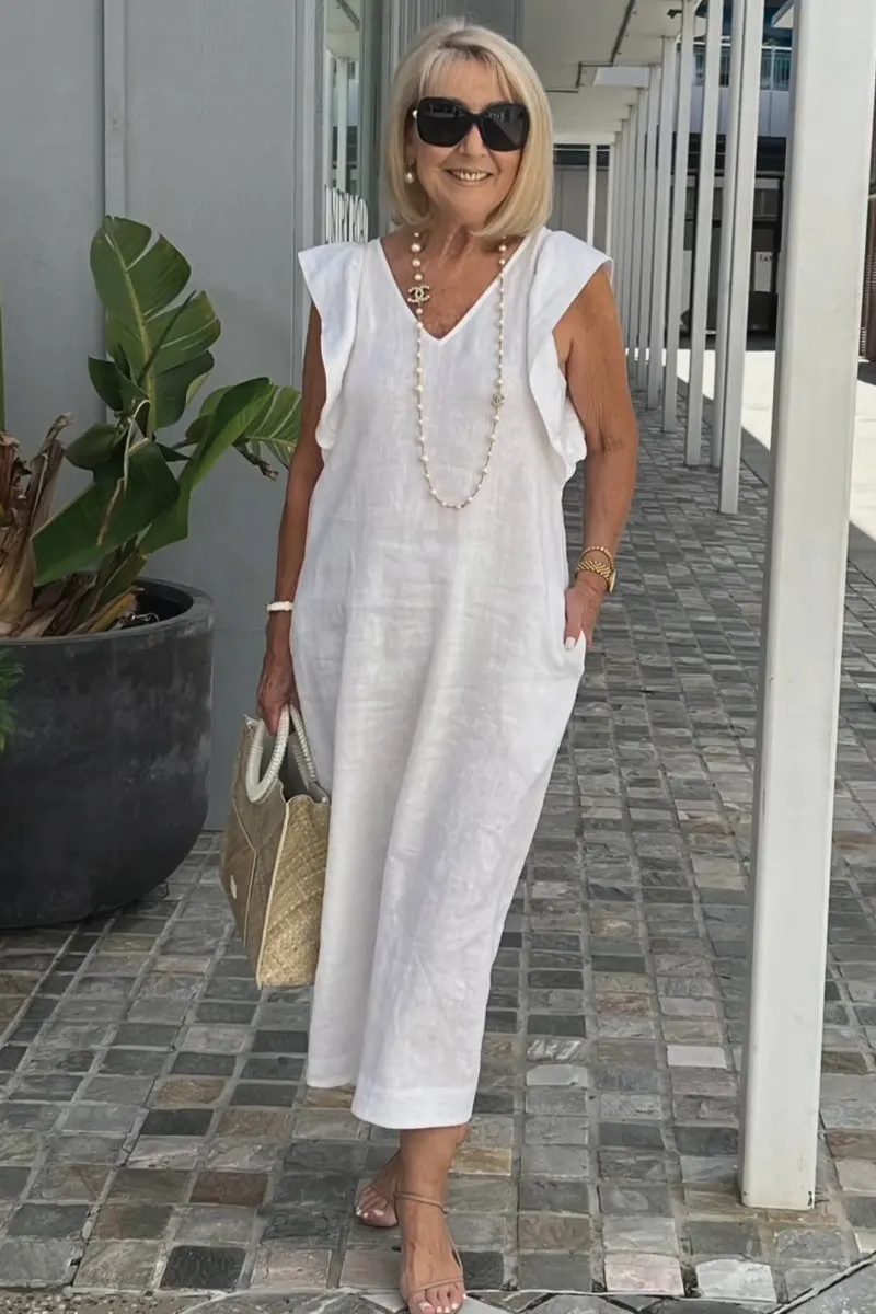 Older Women Cotton And Linen Casual Summer Dress - OlderIn Seniors & Elderly  Fashion Store