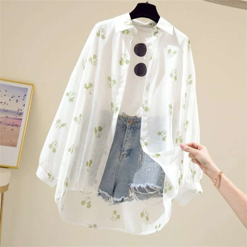 Uveng Uveng Summer New Korean Version Of The Chiffon Print Sunscreen Women In The Long-Term Super Fairy Ocean Gas Loose Thin Coat Tide