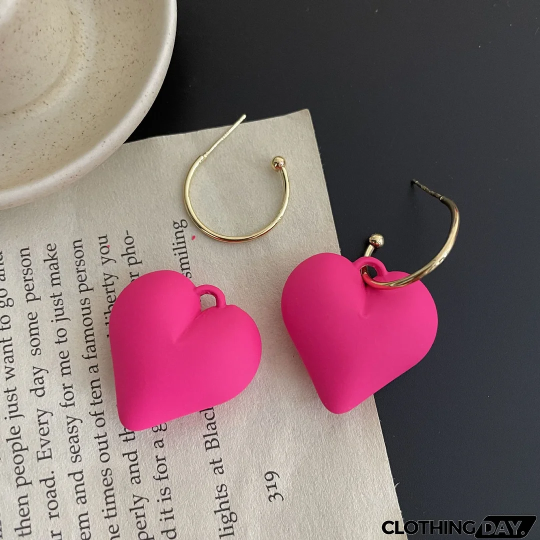 Women Fashion Geometric Fluorescent Rose Without Ear Hole Ear Clip Earrings