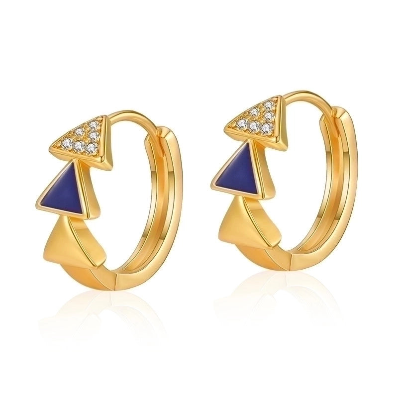 1 Pair Retro Sweet Triangle Devil’s Eye Heart Shape Enamel Plating Inlay Copper Zircon 18k Gold Plated Ear Studs